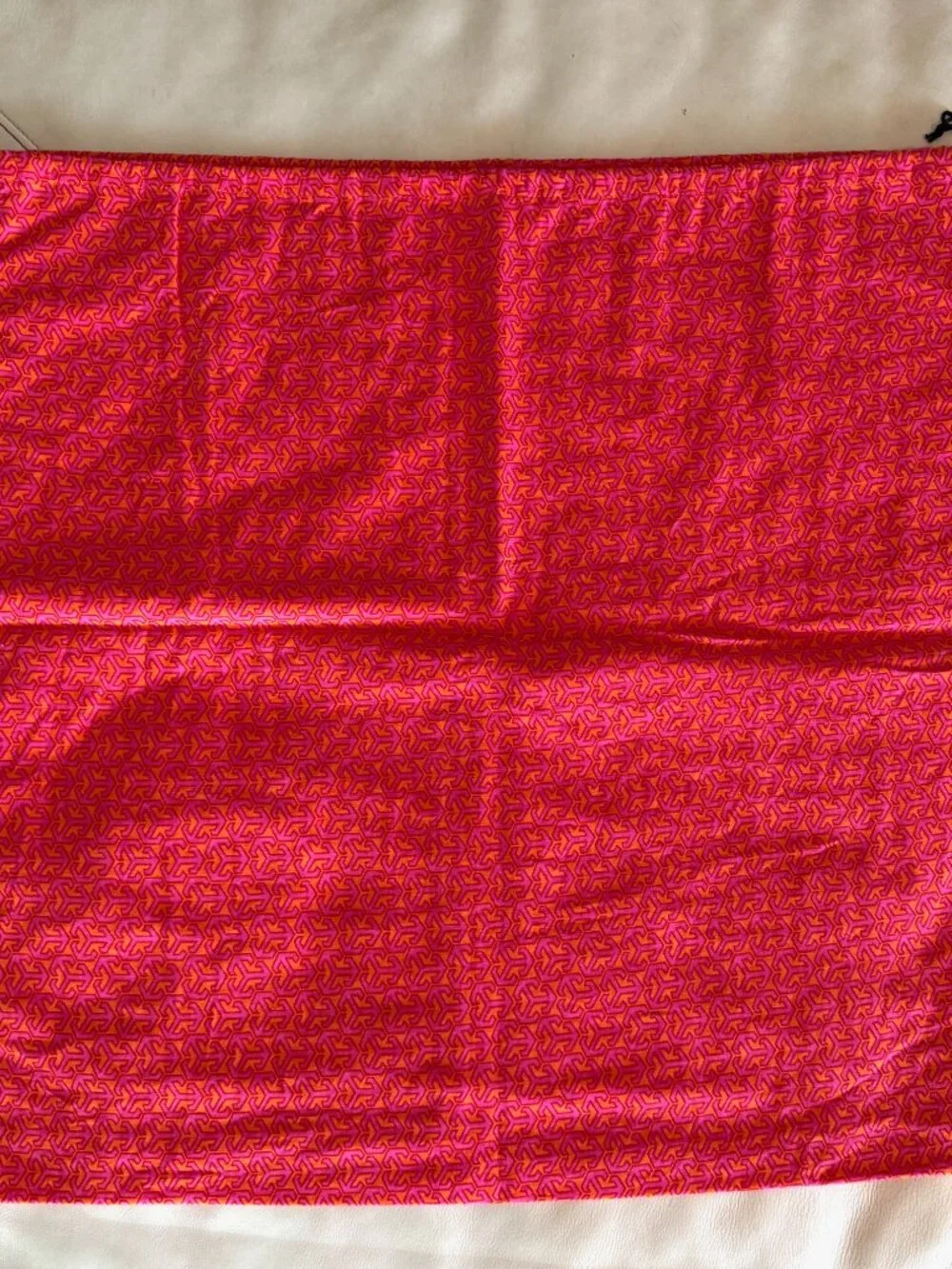 Tory Burch Drawstring Dust Bag Orange Pink Geometric Print Extra Large 23.5 x 22